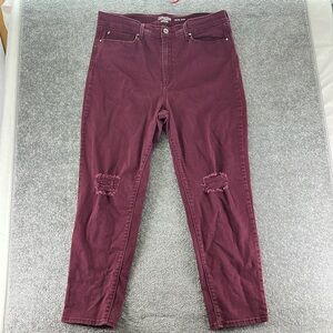 Levi Denizen Jeans Red Purple High Rise Distressed Mom Straight Ankle Juniors 17